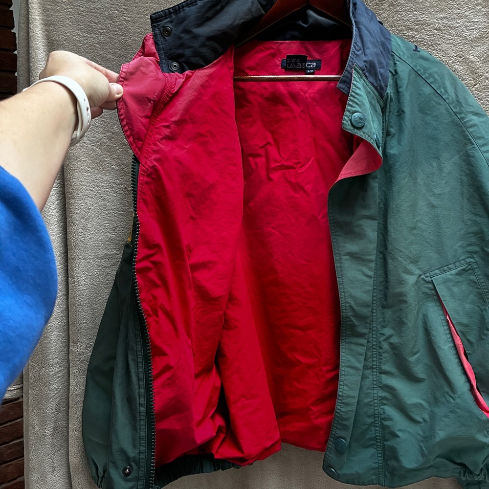 Vintage Nautica Challenge J-Class Sailing Jacket Green/Red Size L 1990s Preppy - Picture 10 of 14